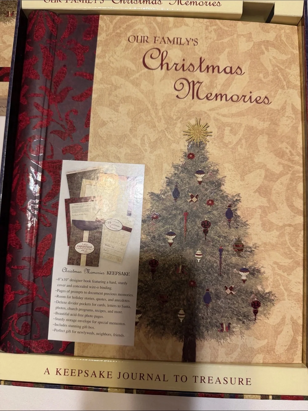 Christmas Memories Keepsake Journal for Families - Beige & Red